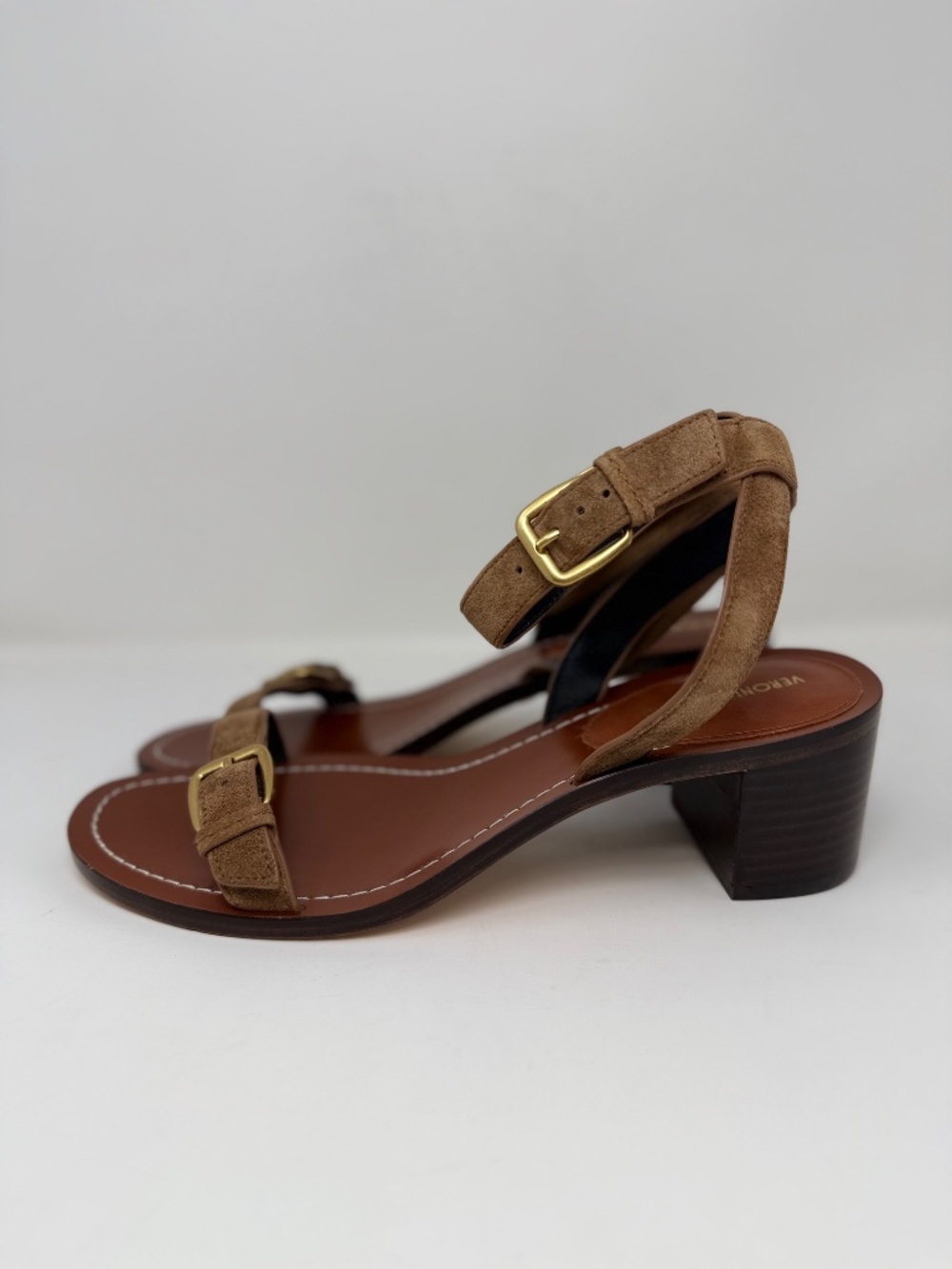 New Veronica Beard Elia Ankle Strap Sandal Hazelwood Sz 8.5 - Picture 7 of 13